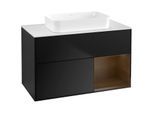 Villeroy und Boch Finion Waschtischunterschrank F661GNPD 100x60,3x50,1cm, Regal rechts Walnut veneer, Black matt lacquer