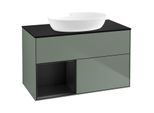 Villeroy und Boch Finion Waschtischunterschrank GA12PDGM 100cm, Abdeckplatte black matt, Emotion, Regale Black matt lacquer, Olive Matt Lacquer