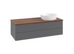Villeroy und Boch Antao Waschtisch-Unterschrank K23112GK 120x36x50cm, Waschbeckenplattenfarbe warm walnut, anthracite matt lacquer