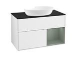 Villeroy und Boch Finion Waschtischunterschrank GA22GMGF 100cm, Abdeckplatte black matt, Emotion, Regale Olive matt lacquer, Glossy white lacquer
