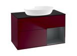 Villeroy und Boch Finion Waschtischunterschrank GA22HGHB 100cm, Abdeckplatte black matt, Emotion, Regale Midnight matt lacquer, Peony Matt