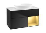 Villeroy und Boch Finion Waschtischunterschrank GA21HFPD 100cm, Abdeckplatte white matt, Emotion, Regale Gold matt lacquer, Black matt lacquer