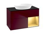 Villeroy und Boch Finion Waschtischunterschrank GA22HFHB 100cm, Abdeckplatte black matt, Emotion, Regale Gold matt lacquer, Peony Matt