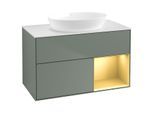 Villeroy und Boch Finion Waschtischunterschrank GA21HFGM 100cm, Abdeckplatte white matt, Emotion, Regale Gold matt lacquer, Olive Matt Lacquer