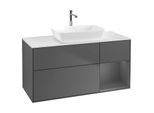 Villeroy und Boch Finion Waschtischunterschrank G831GKGK 120cm, Abdeckplatte white matt, Emotion, Regale Anthracite matt lacquer, Anthracite matt