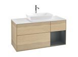 Villeroy und Boch Finion Waschtischunterschrank G831HGPC 120cm, Abdeckplatte white matt, Emotion, Regale Midnight matt lacquer, Oak Veneer