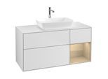 Villeroy und Boch Finion Waschtischunterschrank G831PCMT 120cm, Abdeckplatte white matt, Emotion, Regale Oak Veneer, White matt lacquer