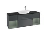 Villeroy und Boch Finion Waschtischunterschrank F982GMHG 160cm, Abdeckplatte black matt, Regale Olive matt lacquer, Midnight Blue Matt Lacquer