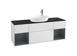 Villeroy und Boch Finion Waschtischunterschrank F982HGMT 160cm, Abdeckplatte black matt, Regale Midnight matt lacquer, White matt lacquer