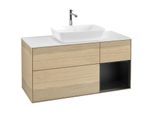 Villeroy und Boch Finion Waschtischunterschrank F831PDPC 120cm, Abdeckplatte white matt, Regale Black matt lacquer, Oak Veneer
