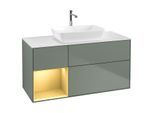 Villeroy und Boch Finion Waschtischunterschrank G821HFGM 120cm, Abdeckplatte white matt, Emotion, Regale Gold matt lacquer, Olive Matt Lacquer