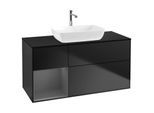 Villeroy und Boch Finion Waschtischunterschrank G822GKPD 120cm, Abdeckplatte black matt, Emotion, Regale Anthracite matt lacquer, Black matt lacquer