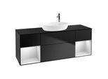Villeroy und Boch Finion Waschtischunterschrank F982MTPD 160cm, Abdeckplatte black matt, Regale White matt lacquer, Black matt lacquer