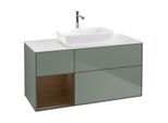 Villeroy und Boch Finion Waschtischunterschrank G821GNGM 120cm, Abdeckplatte white matt, Emotion, Regale Walnut Veneer, Olive Matt Lacquer