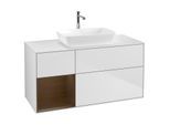 Villeroy und Boch Finion Waschtischunterschrank G821GNMT 120cm, Abdeckplatte white matt, Emotion, Regale Walnut Veneer, White matt lacquer