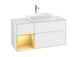 Villeroy und Boch Finion Waschtischunterschrank G821HFGF 120cm, Abdeckplatte white matt, Emotion, Regale Gold matt lacquer, Glossy white lacquer