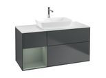 Villeroy und Boch Finion Waschtischunterschrank G821GMHG 120cm, Abdeckplatte white matt, Emotion, Regale Olive matt lacquer, Midnight Blue Matt Lacquer