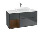 Villeroy und Boch Finion Waschtischunterschrank G821GNHG 120cm, Abdeckplatte white matt, Emotion, Regale Walnut Veneer, Midnight Blue Matt Lacquer