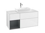 Villeroy und Boch Finion Waschtischunterschrank G821HGGF 120cm, Abdeckplatte white matt, Emotion, Regale Midnight matt lacquer, Glossy white lacquer