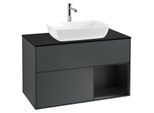 Villeroy und Boch Finion Waschtischunterschrank G782PDHG 100cm, Abdeckplatte black matt, Emotion, Regale Black matt lacquer, Midnight Blue Matt Lacquer