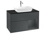 Villeroy und Boch Finion Waschtischunterschrank G782HGHG 100cm, Abdeckplatte black matt, Emotion, Regale Midnight matt lacquer, Midnight Blue Matt Lacquer