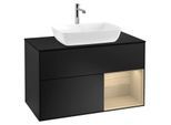 Villeroy und Boch Finion Waschtischunterschrank G782PCPD 100cm, Abdeckplatte black matt, Emotion, Regale Oak Veneer, Black matt lacquer