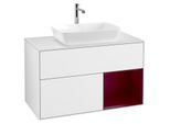 Villeroy und Boch Finion Waschtischunterschrank G781HBGF 100cm, Abdeckplatte white matt, Emotion, Regale Peony matt lacquer, Glossy white lacquer
