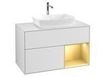 Villeroy und Boch Finion Waschtischunterschrank G781HFMT 100cm, Abdeckplatte white matt, Emotion, Regale Gold matt lacquer, White matt lacquer