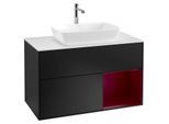 Villeroy und Boch Finion Waschtischunterschrank G781HBPD 100cm, Abdeckplatte white matt, Emotion, Regale Peony matt lacquer, Black matt lacquer