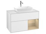 Villeroy und Boch Finion Waschtischunterschrank G781PCGF 100cm, Abdeckplatte white matt, Emotion, Regale Oak Veneer, Glossy white lacquer