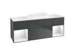 Villeroy und Boch Finion Waschtischunterschrank F741GFHG 160x60,3x50,1cm, Regale Glossy white lacquer, Midnight Blue Matt Lacquer