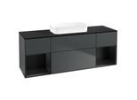 Villeroy und Boch Finion Waschtischunterschrank F742PDHG 160x60,3x50,1cm, Regale Black matt lacquer, Midnight Blue Matt Lacquer