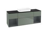 Villeroy und Boch Finion Waschtischunterschrank F742HGGM 160x60,3x50,1cm, Regale Midnight matt lacquer, Olive Matt Lacquer