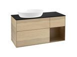Villeroy und Boch Finion Waschtischunterschrank GA52GNPC 120cm, Abdeckplatte black matt, Emotion, Regale Walnut Veneer, Oak Veneer