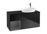 Villeroy und Boch Finion Waschtischunterschrank F922GKPD 120cm, Abdeckplatte black matt, Regale Anthracite matt lacquer, Black matt lacquer