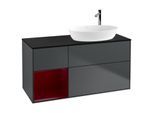 Villeroy und Boch Finion Waschtischunterschrank F922HBHG 120cm, Abdeckplatte black matt, Regale Peony matt lacquer, Midnight Blue Matt Lacquer