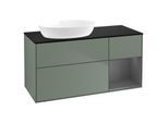 Villeroy und Boch Finion Waschtischunterschrank GA52GKGM 120cm, Abdeckplatte black matt, Emotion, Regale Anthracite matt lacquer, Olive Matt Lacquer