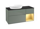 Villeroy und Boch Finion Waschtischunterschrank GA52HFGM 120cm, Abdeckplatte black matt, Emotion, Regale Gold matt lacquer, Olive Matt Lacquer
