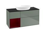 Villeroy und Boch Finion Waschtischunterschrank FA62HBGM 120cm, Abdeckplatte black matt, Regale Peony matt lacquer, Olive Matt Lacquer