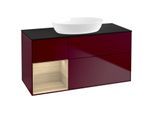 Villeroy und Boch Finion Waschtischunterschrank FA62PCHB 120cm, Abdeckplatte black matt, Regale Oak Veneer, Peony Matt