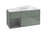 Villeroy und Boch Finion Waschtischunterschrank FA61GKGM 120cm, Abdeckplatte white matt, Regale Anthracite matt lacquer, Olive Matt Lacquer
