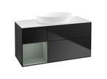Villeroy und Boch Finion Waschtischunterschrank FA61GMPD 120cm, Abdeckplatte white matt, Regale Olive matt lacquer, Black matt lacquer