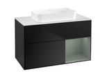 Villeroy und Boch Finion Waschtischunterschrank G661GMPD 100x60,3x50,1cm, Regal rechts Olive Matt Lacquer, Black matt lacquer