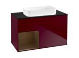 Villeroy und Boch Finion Waschtischunterschrank G652GNHB 100x60,3x50,1cm, Regal links Walnut veneer, Peony Matt