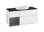 Villeroy und Boch Finion Waschtischunterschrank GA62GKGF 120cm, Abdeckplatte black matt, Emotion, Regale Anthracite matt lacquer, Glossy white lacquer