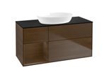 Villeroy und Boch Finion Waschtischunterschrank GA62GNGN 120cm, Abdeckplatte black matt, Emotion, Regale Walnut Veneer, Walnut veneer