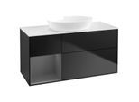 Villeroy und Boch Finion Waschtischunterschrank GA61GKPD 120cm, Abdeckplatte white matt, Emotion, Regale Anthracite matt lacquer, Black matt lacquer