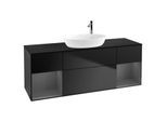 Villeroy und Boch Finion Waschtischunterschrank G982GKPD 160cm, Abdeckplatte black matt, Emotion, Regale Anthracite matt lacquer, Black matt lacquer