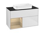 Villeroy und Boch Finion Waschtischunterschrank G652PCMT 100x60,3x50,1cm, Regal links Oak Veneer, White matt lacquer