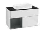 Villeroy und Boch Finion Waschtischunterschrank G652HGMT 100x60,3x50,1cm, Regal links Midnight Blue Matt Lacquer, White matt lacquer